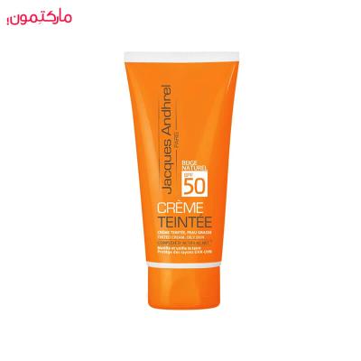 کرم ضد آفتاب رنگی ژاک آندرل مناسب پوست های چرب با SPF50 حجم 50 میلی لیتر بژ طبیعی